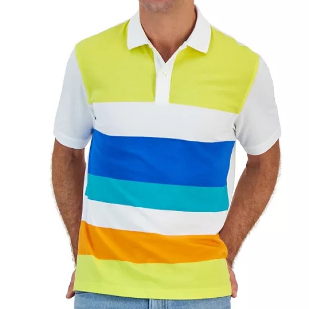 Men’s Club Room Polo Short Sleeve Shirt Bold Stripe NWT B1 Size XXL